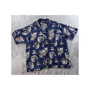 Greg Norman Collection Men's Floral Button Up Shirt XL Navy Preppy Resort Style